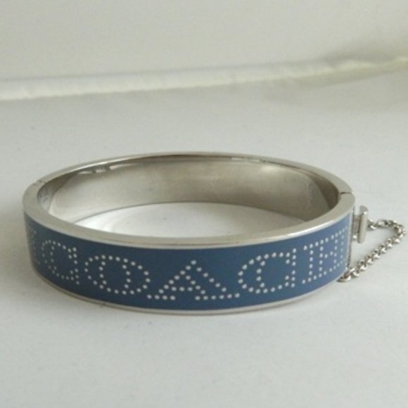 COACH Half Inch Hinged Bangle in Pale Blue/Silver - Picture 2 of 2